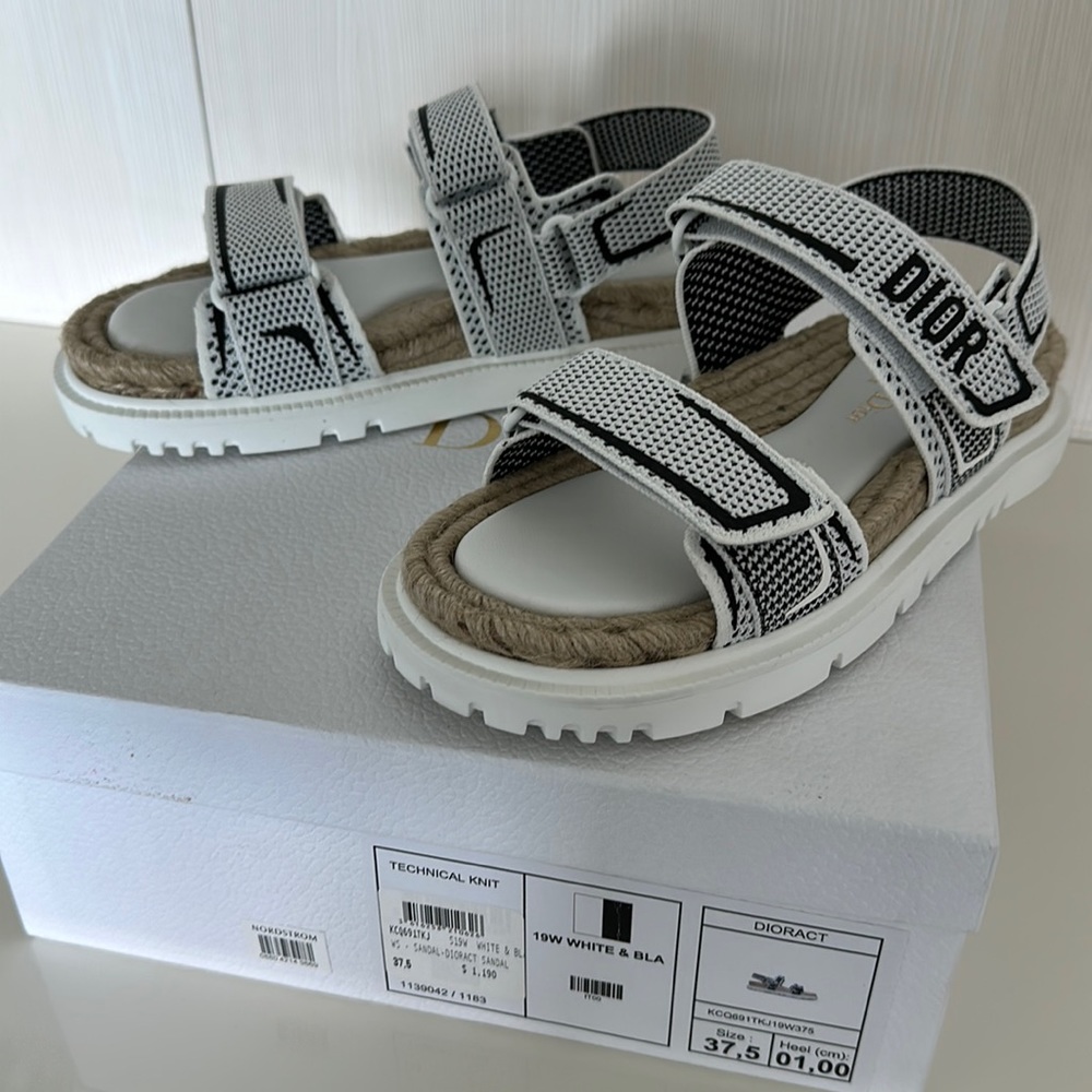 DIOR WOMEN DIORACT SANDAL WHITE AND BLACK TECHNICAL MESH AND RUBBER